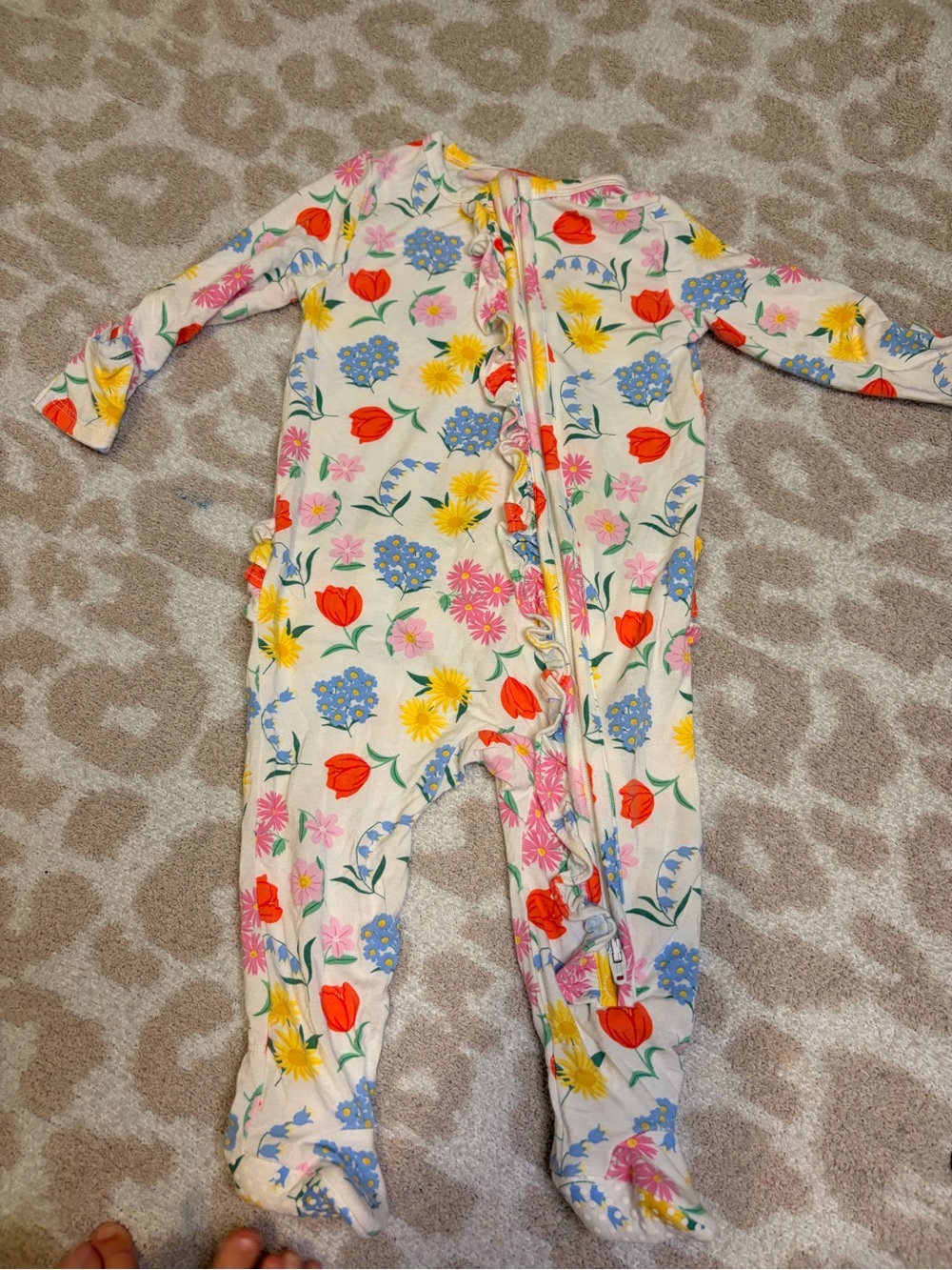 Angel Dear Floral Bamboo One-Piece PJ - 3-6 M Floral Excellent Condition